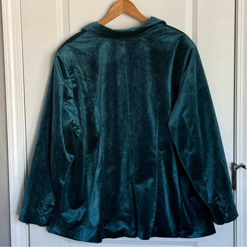 Roaman’s Teal Velvet Women's Blazer Jacket Size 26W - Picture 2 of 8